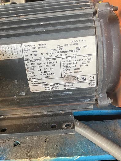 Used US MOTOR WATER PUMP, 5HP; 3PH; 1760 RPMS; FK39