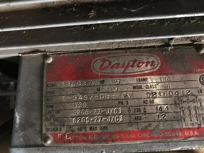Used DAYTON ELECTRIC MOTOR 5 HP, A3N037 !