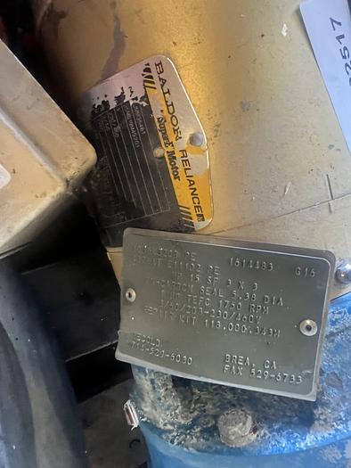 Used BALDOR MOTOR; HP 6 - 7 1/2; PH 3; RPM 1450-1760; 36K977T255H2