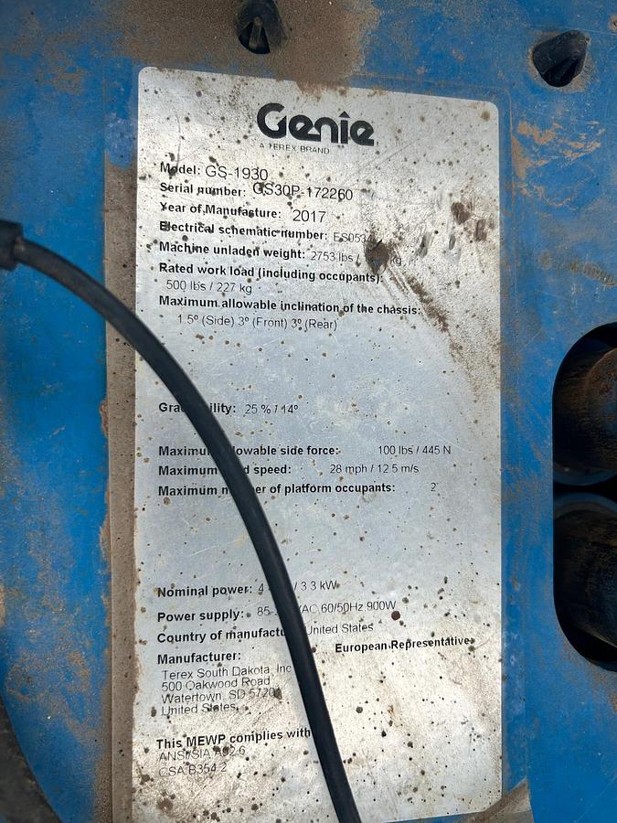 Used GENIE GS- 1930 SCISSOR LIFT