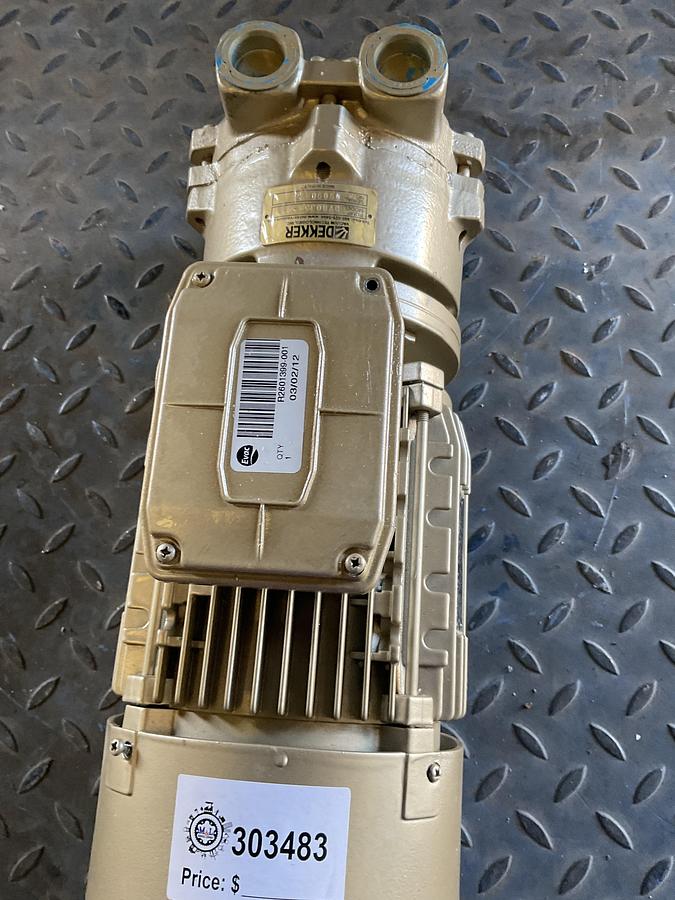 Used DEKKER DV0035B-MA3 ROTARY VANE VACUUM PUMP WITH 3 HP LAFERT MOTOR – 230/460V, 3-PHASE