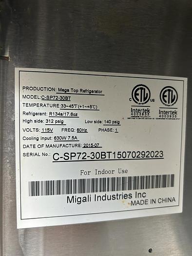 Used MEGA TOP SANDWICH PREP TABLE