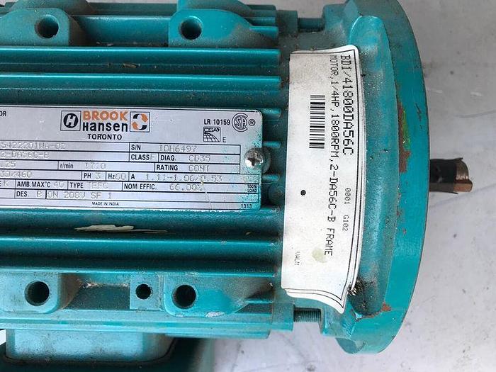 Used BROOK HASEN INDUCTION MOTOR 0.25 HP; 3 PH; 1710 RPMS; 542220WA-02 !