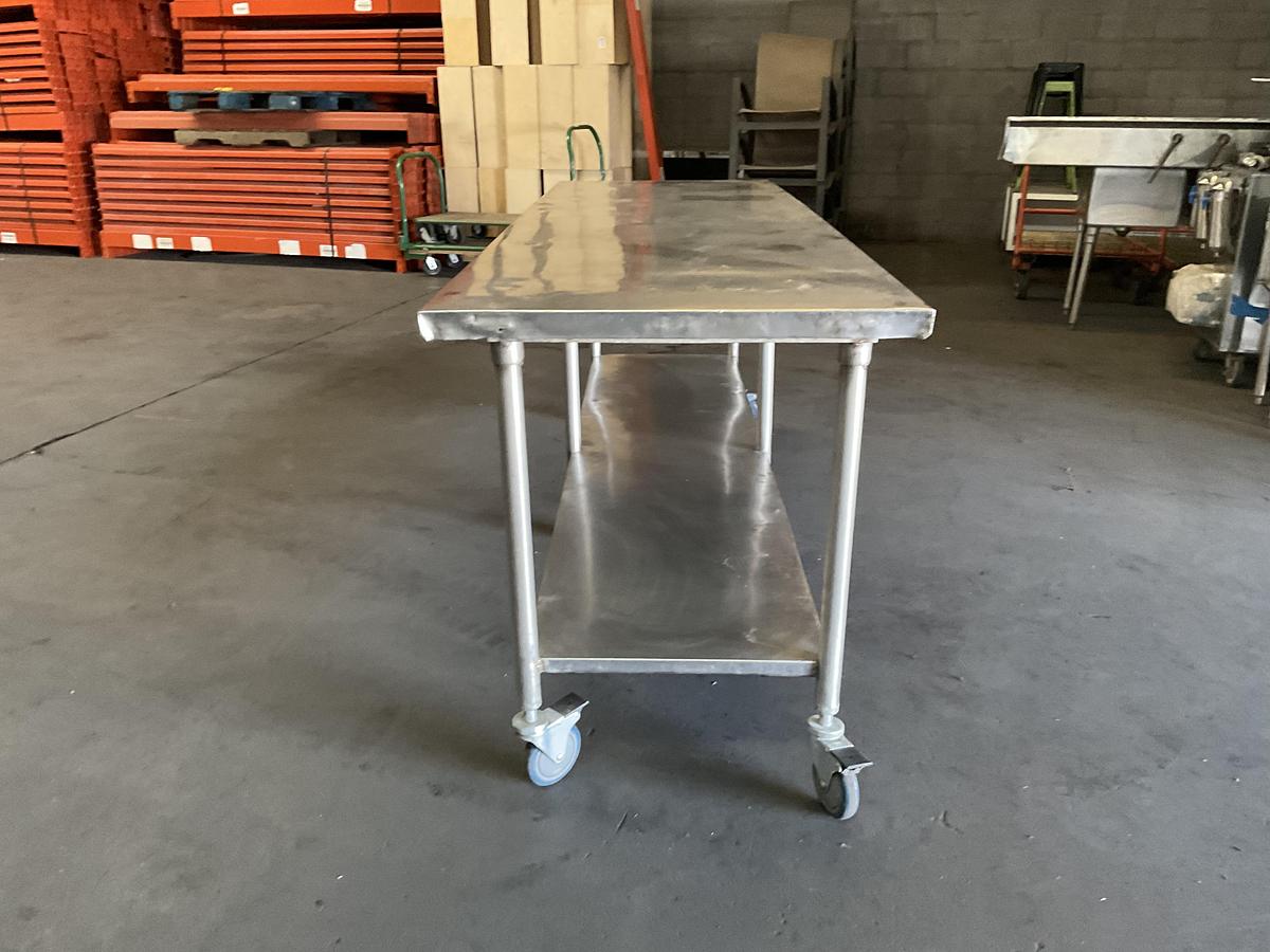Used STAINLESS STEEL WORK TABLE – HEAVY-DUTY MOBILE PREP TABLE