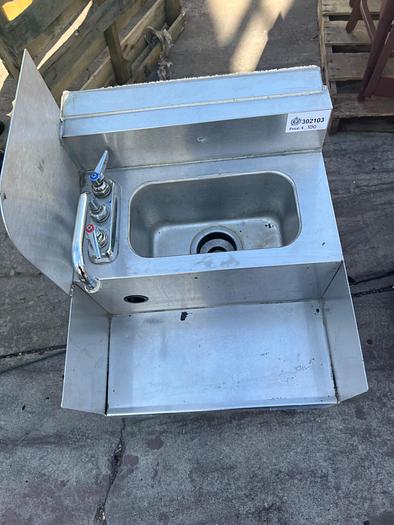 Used HAND SINK WITH SIDE SPLASH AND SHELF !