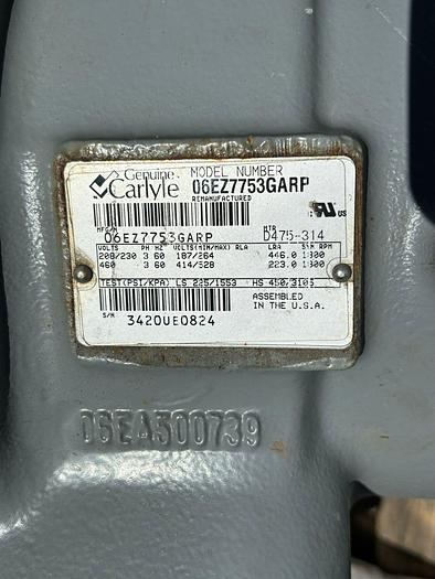Used CARLYLE COMPRESSOR MODEL 06EZ7753GARP, 208/230 VOLTS