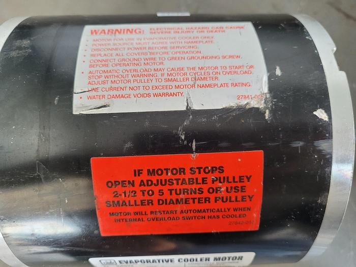 Used EVAPORATIVE COOLER MOTOR;2202T- HP-1/3-1/9;PH-1;RPM-1725/1140 !