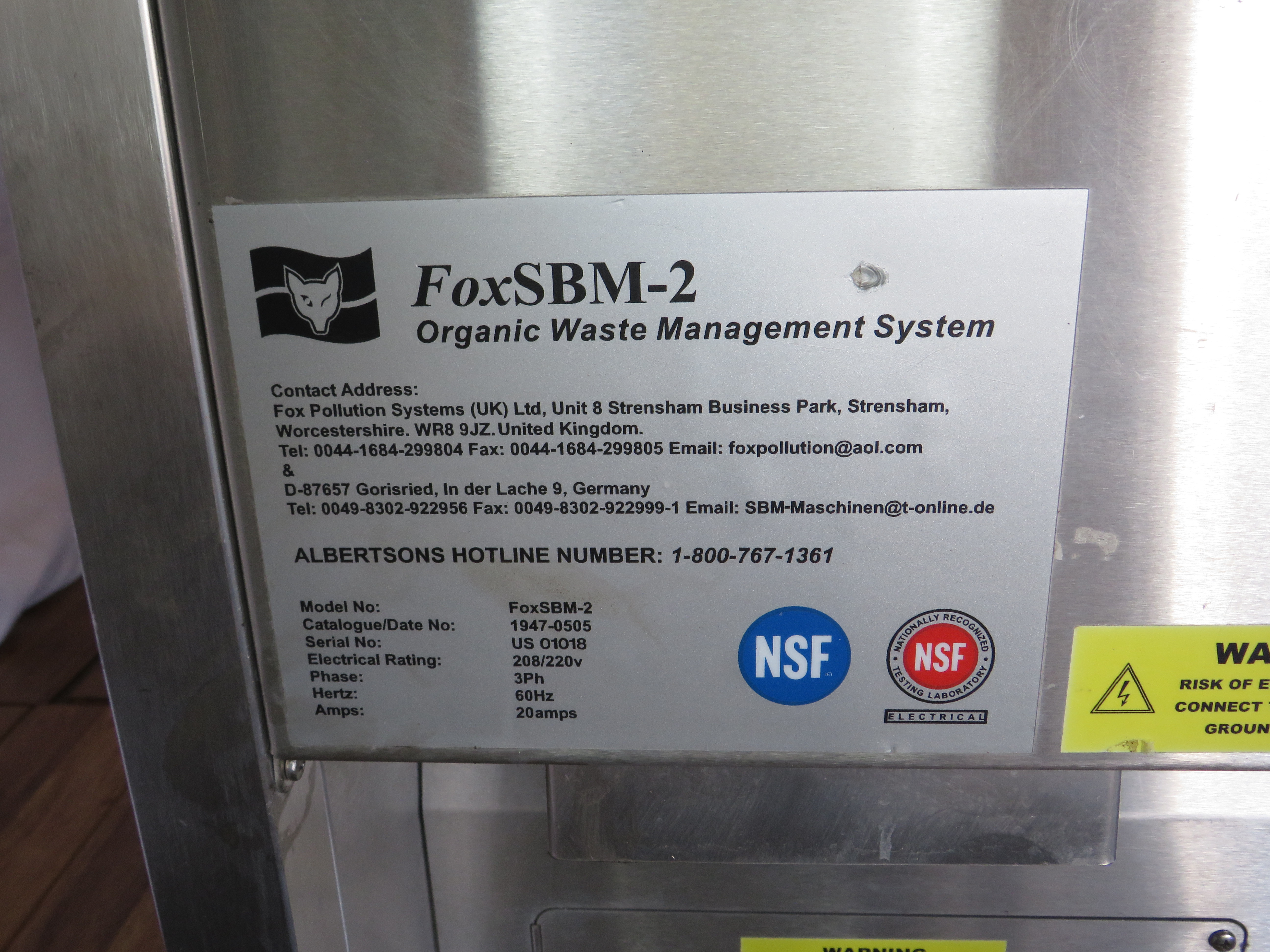 Used WASTE DISPOSAL UNIT*