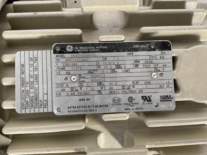 Used GE AC MOTOR; 7.5 HP; 3 PH; 3530 RPM;5KS213CAA153\