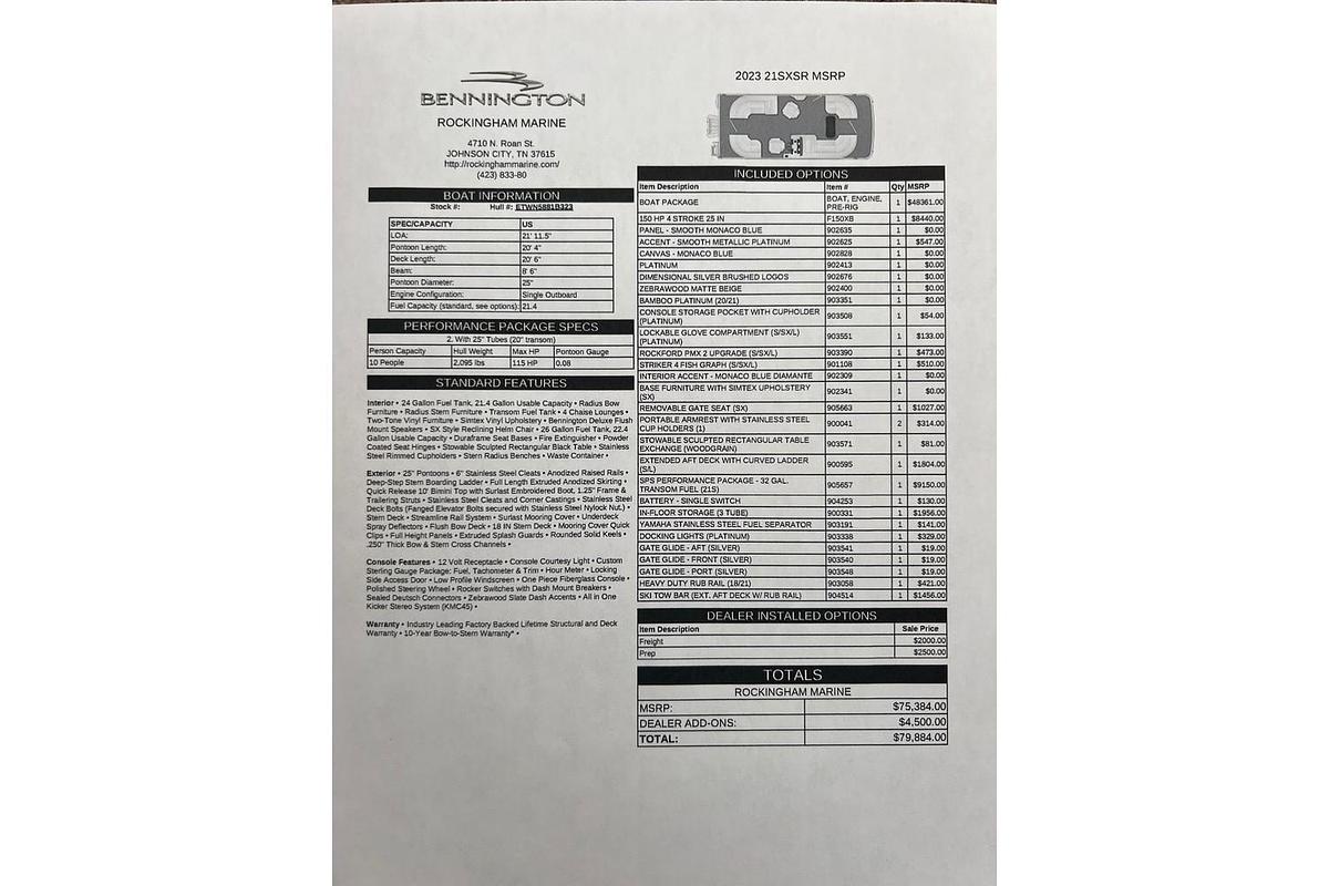 Used 2023 Bennington 21 SXSR