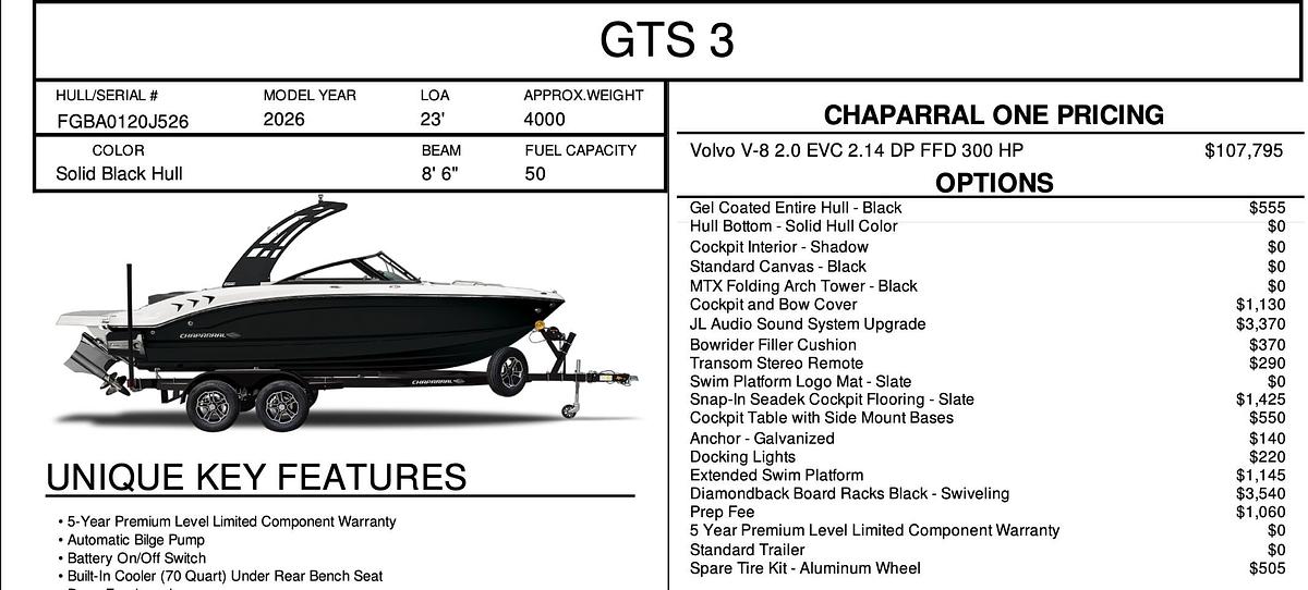 2026 Chaparral GTS 3
