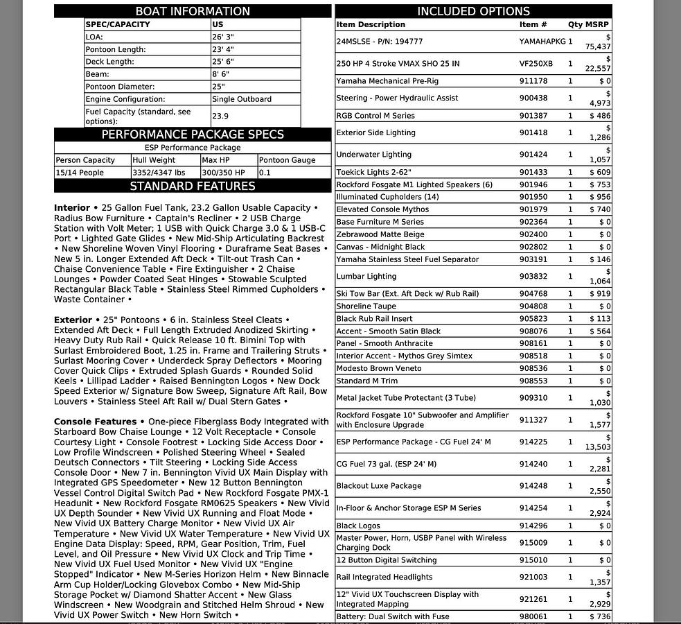 2026 Bennington 24 MSL