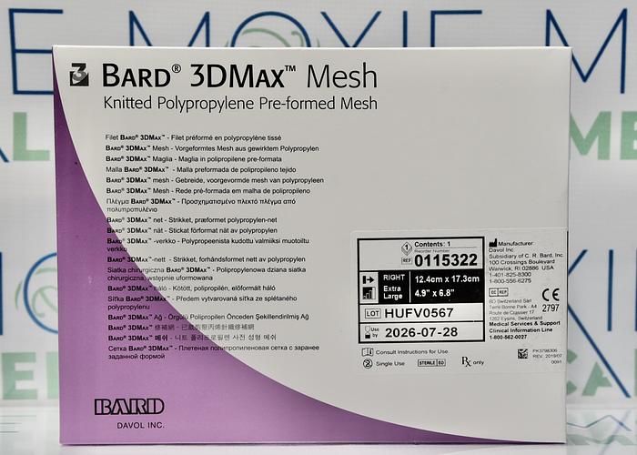 BARD 3DMAX MESH 0115322 EXTRA LARGE, RIGHT 4.9" X 6.8", IN-DATE
