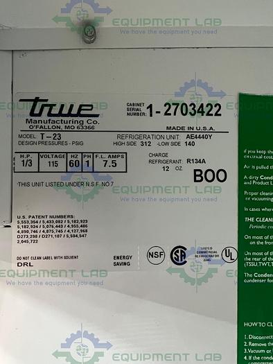 Used True Manufacturing  T-23 Single Solid Door Reach-In Refrigerator +4°C, 23 Cu. Ft.