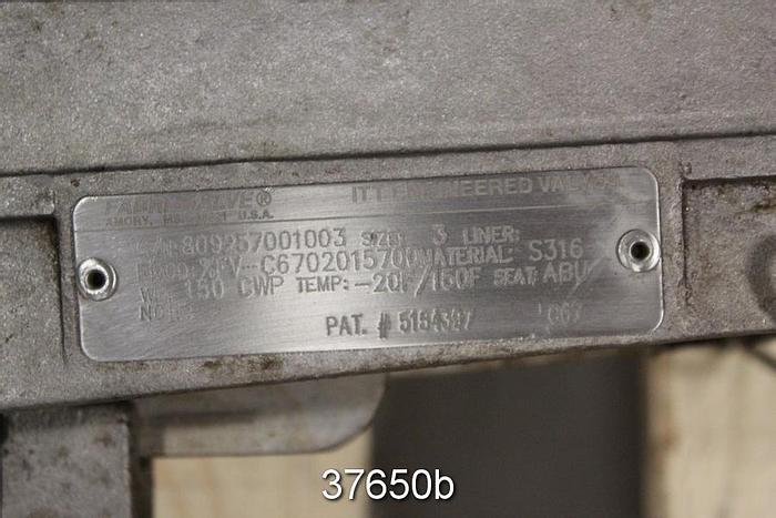 Used Fabri 3" Hand Operated Knife Gate Valve, C6702015700 #37650