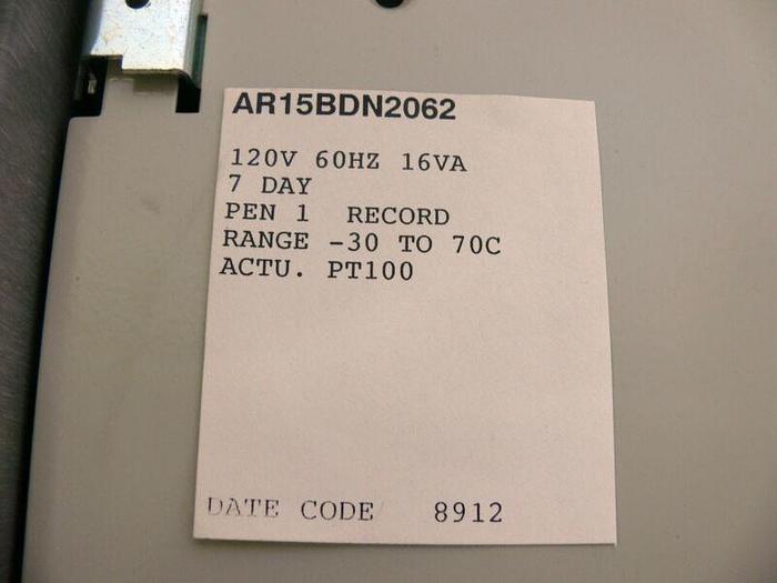 Used Honeywell Hotpack AR15BDN2062 7 Day Circular Temperature Chart Recorder w/Probe