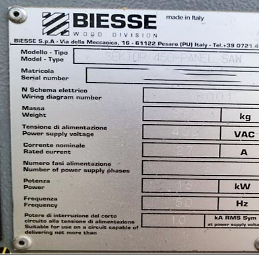 Used Biesse Sektor 450 - Panel Saw - 2013