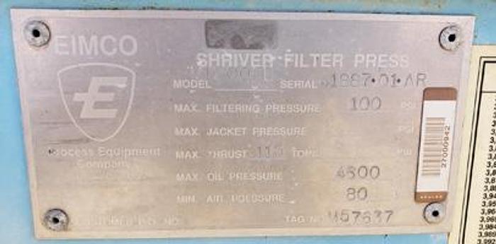 Usado [FP-54] : Used 53 Cu Ft Shriver Brand Filter Press