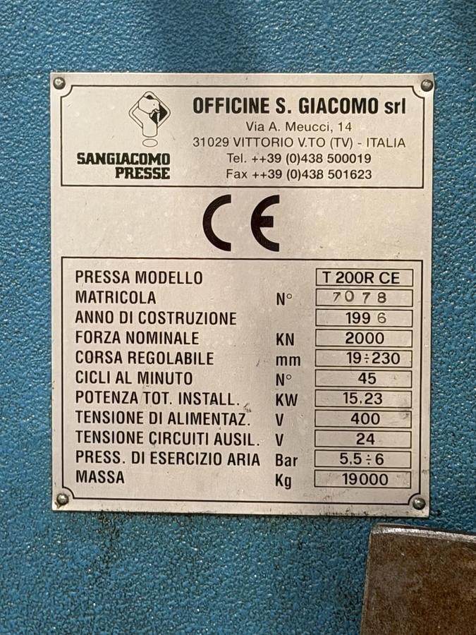 Usato San Giacomo C 200 ton meccanica