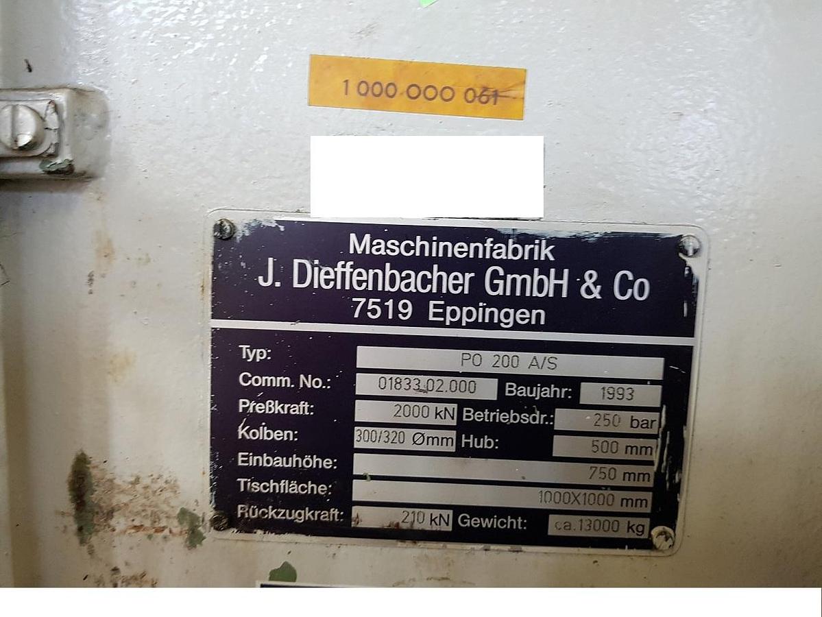 Used DIEFFENBACHER PO 200 A/S