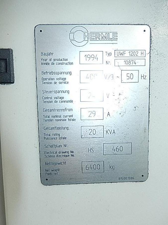 Gebraucht HERMLE UWF 1202 H