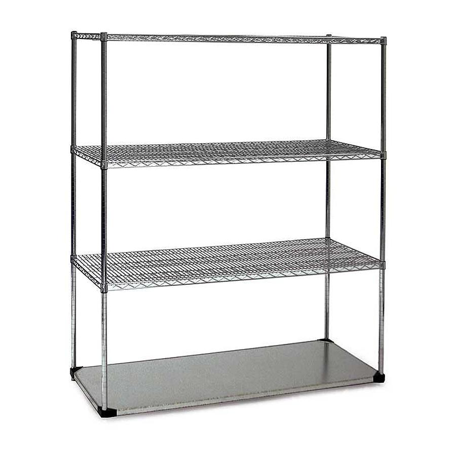 Wire Shelving Unit, 24″ x 72″ x 74″, 4-Tier, Solid Bottom Shelf