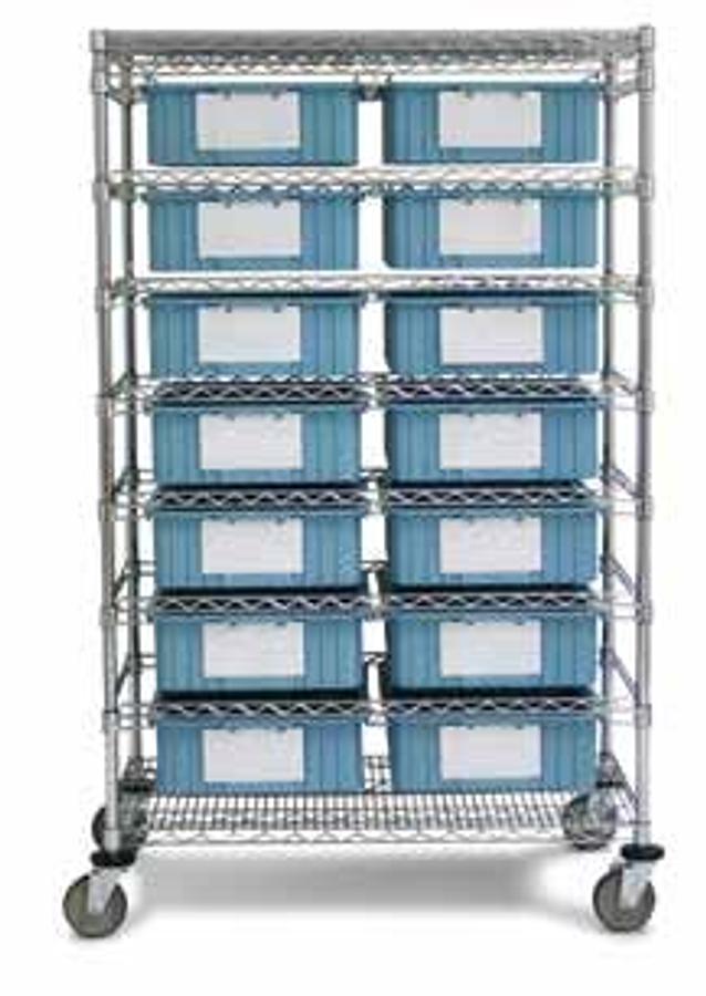 Supply Cart, 24″ x 42″ with (14)Totes