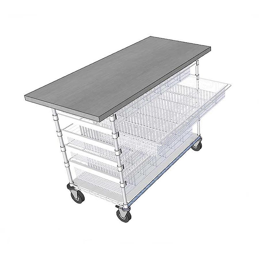 Steel Table Top with Pull-Out Storage Baskets