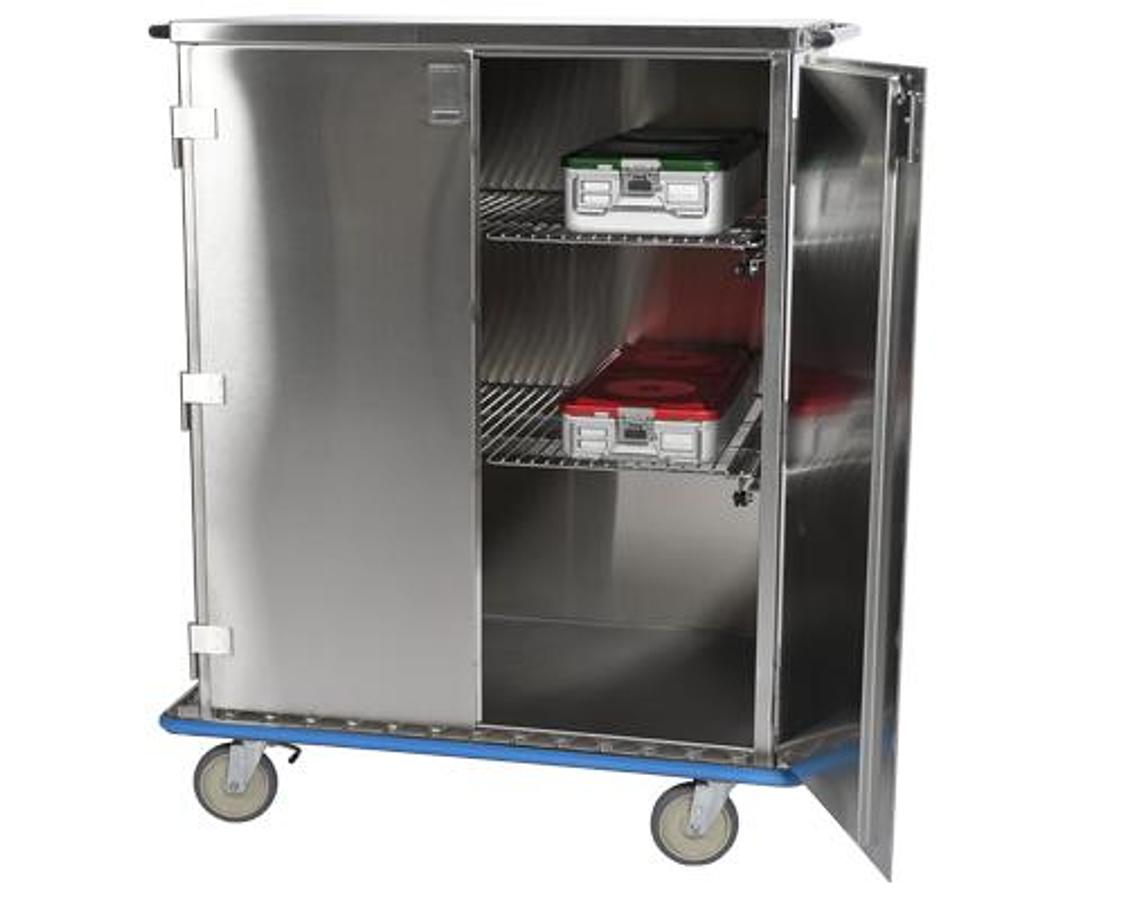 Closed Case Cart, Tall, Stainless Steel, Double Door
