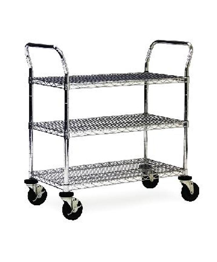 Wire Utility Cart – 24″ x 60″, 3-Shelves