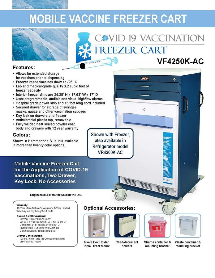 Mobile Vaccine Cart w/Freezer