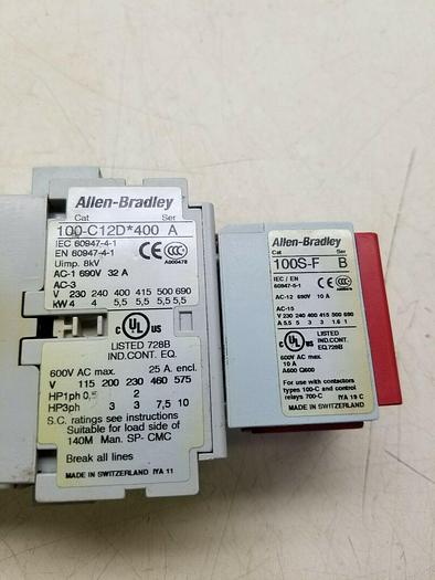 Used ALLEN BRADLEY 100-C12D*400 SER A, 100S-F SER B