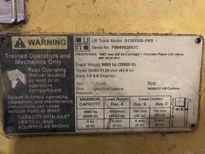 Used 12.000 POUND HYSTER MODEL S120XMS-PRS FORKLIFT 5200 HOURS