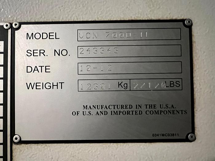 Used 2012 Mazak VCN700D-II CNC Vertical Machining Center