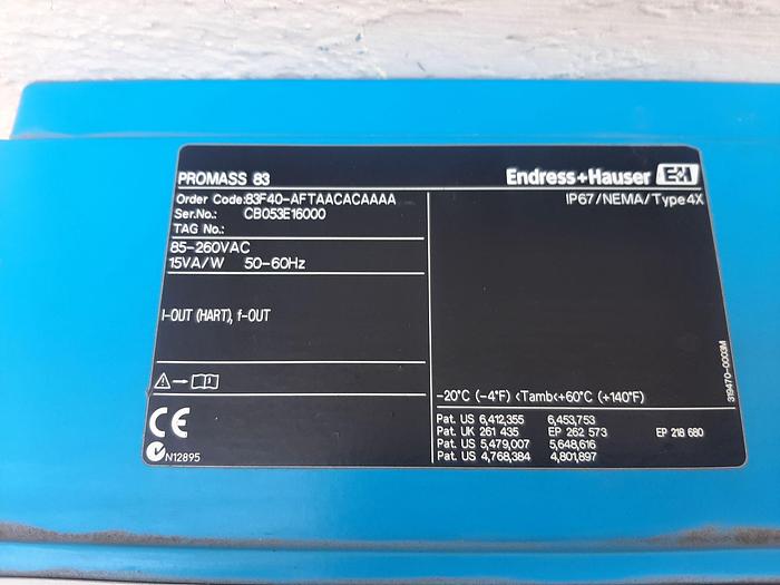 Used Meter, Flow, Endress Hauser, Promass F, 1-1/2", 316 S/st, D #S743321