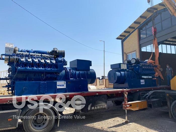 Used 2 MW 2014 Used MWM TCG2020V20 Natural Gas Generator