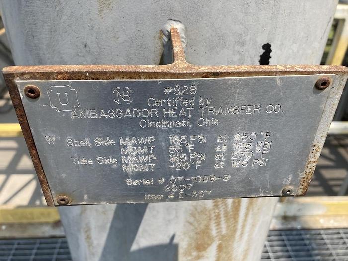 Unused Ambassador Heat Transfer approximately 395 sq. ft. 2205 Duplex stainless steel shell and tube heat exchanger