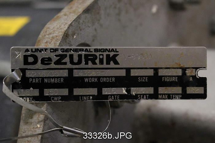Unused Dezurik 9236735 10" Air Operated Knife Gate Valve #33326