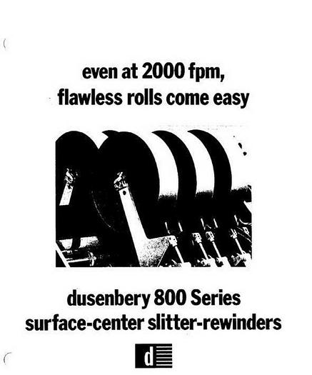 Used 72" DUSENBERY MODEL824 DUPLEX CENTER SURFACE REWINDER