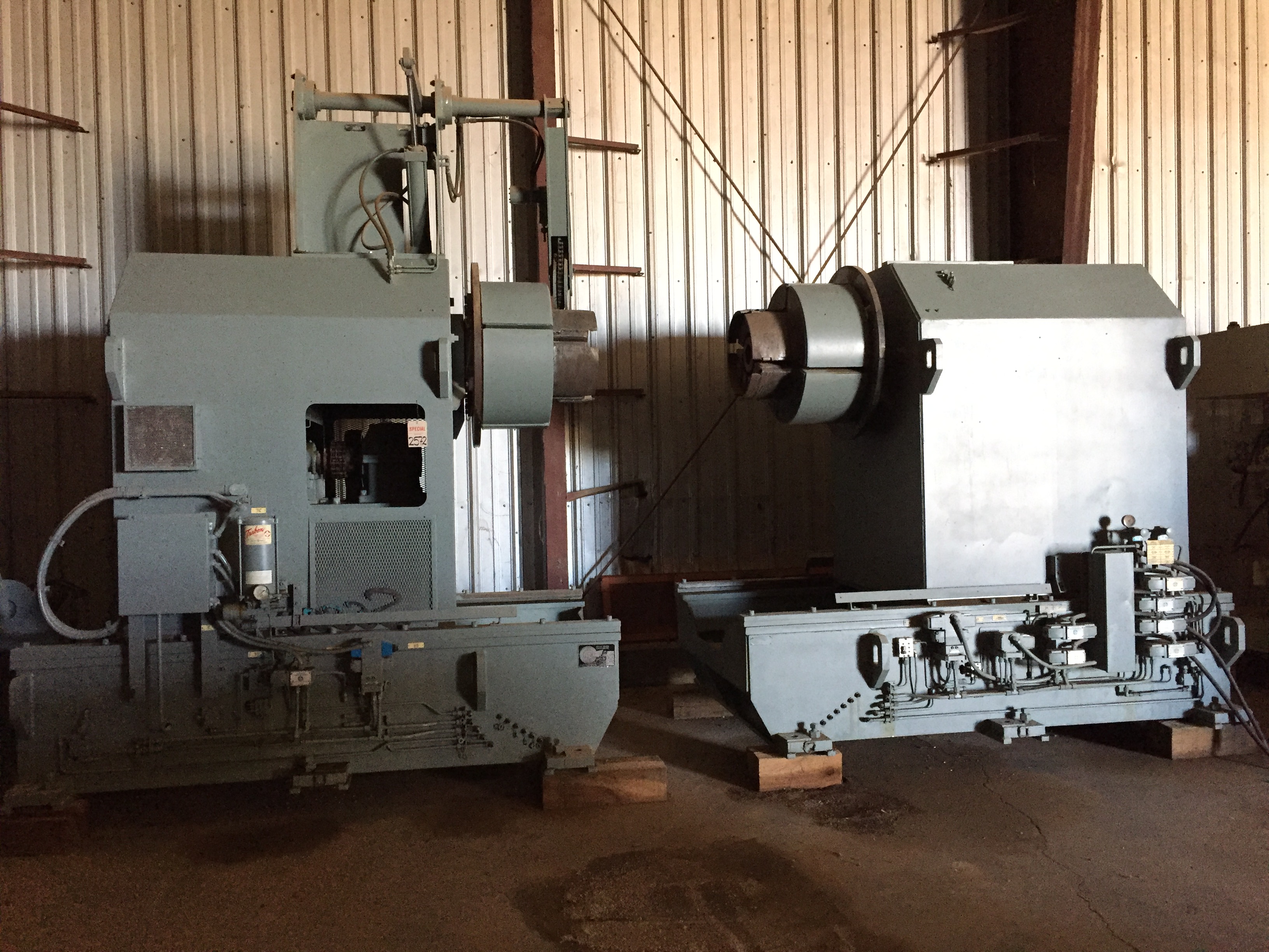 Used 75,000 lb SESCO Twin Mandrel Un-coiler; 84" wide; With Coil Car. Mfg. 1982