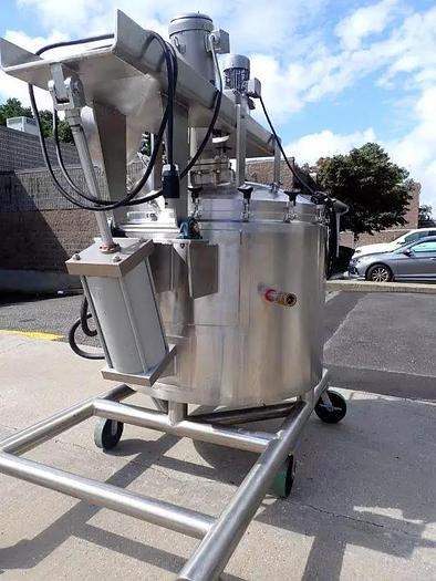 Used 250 GALLON LEE TWIN ACTION VACUUM KETTLE - 90 PSI - TILT OUT AGITATION