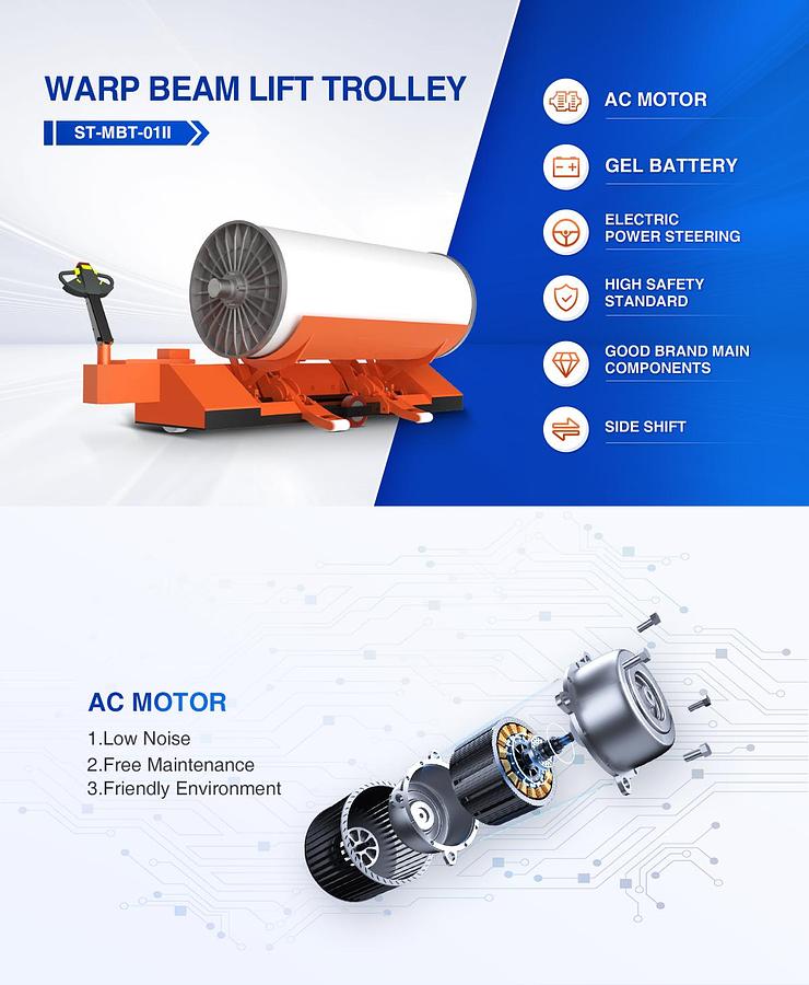 Weaving transport, Electric Warp Beam Lift Trolley (Cradle Type), G5-MBT-01II (New)