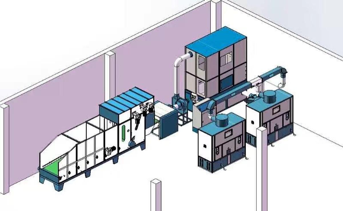 Used Fully automated fibre opening and filling machine