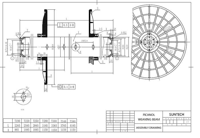 Weaving beam, 2.0 - 4.0m Dornier Picanol Sulzer Tsudakoma or Toyota Warp Beams, G6-WB-01 (New)