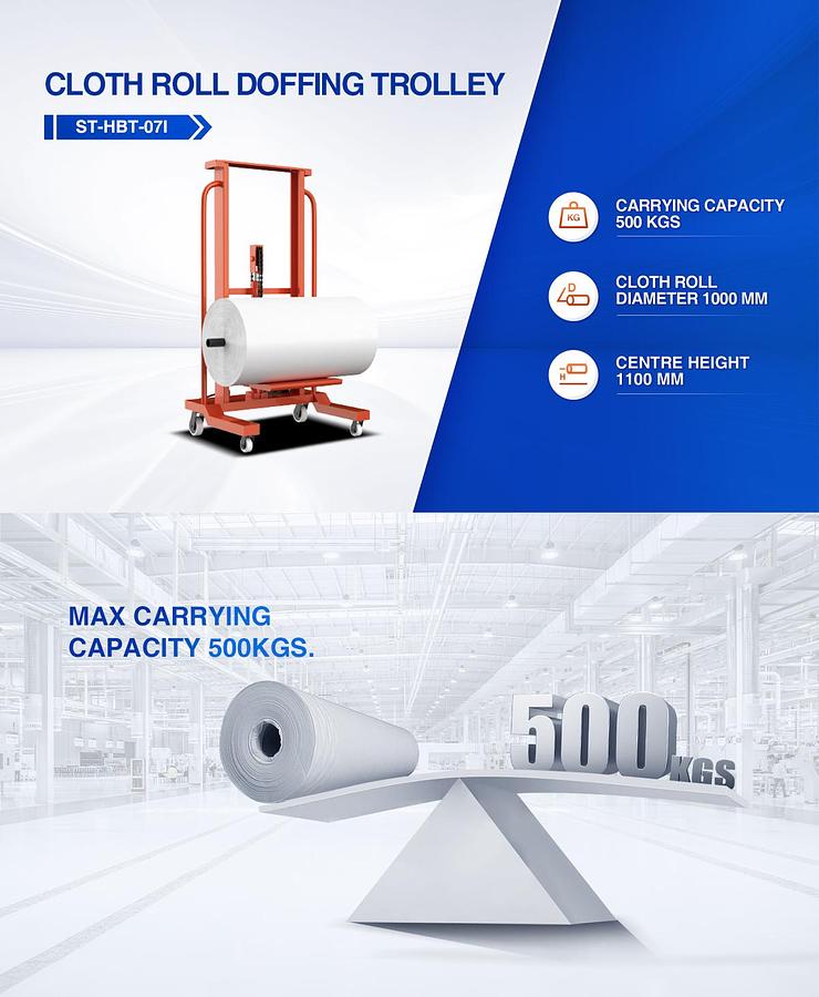 Weaving Transport, Hydraulic High Lift Cloth Roll Transport Trolley, G5-HBT-07I, (New)