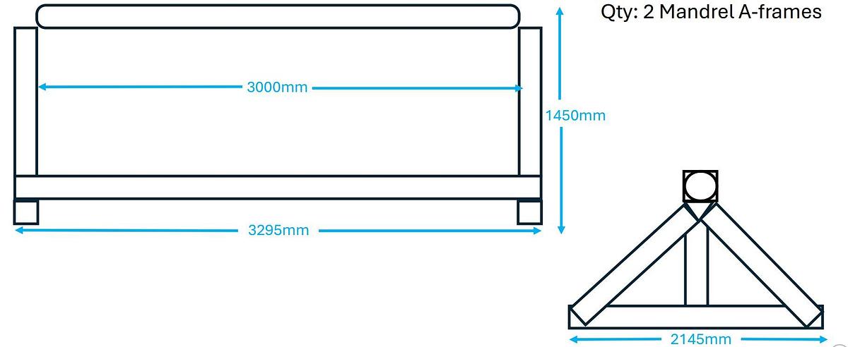 Used 2 x 2.6m A Frame (Mandrel Type), 2010