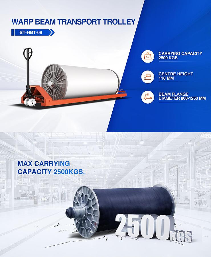 Weaving transport, Hydraulic Warp Beam Low Lift Trolley, G5-HBT-09