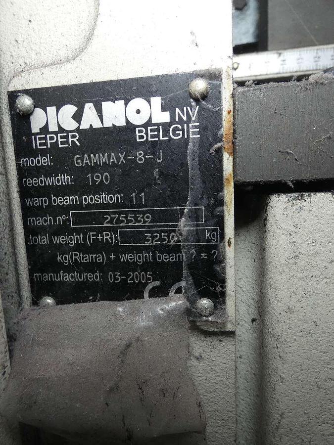 Used 2 x 1.9 Picanol Gammax looms with Staubli Jacquard type CX880, 2005 