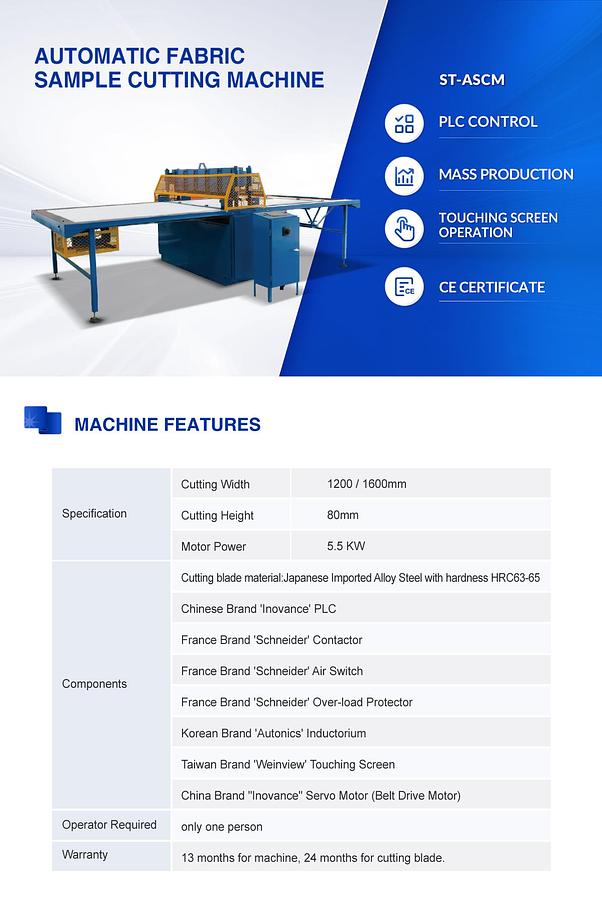 1.6m Wide Fabric Sample Cutting machine (New)