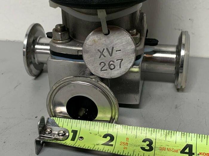 Used ITT Pure-Flo A209 3-way Stainless Steel Diaphragm Valve w/ 2" Sanitary Fittings